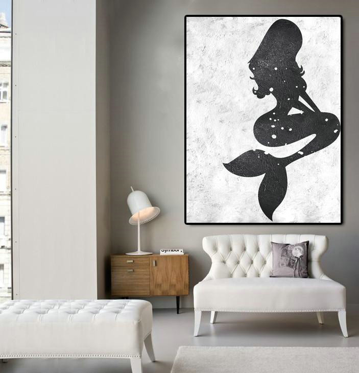 Extra Large Paintings,Black And White Minimal Painting On Canvas - Oversized Art - Click Image to Close